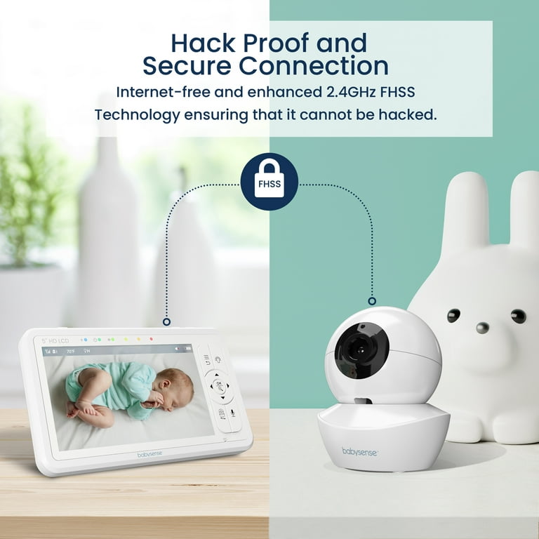 Babysense Monitor de bebé con pantalla dividida HD de 5 pulgadas, monitor  de bebé de video con 2 cámaras y audio, luz nocturna, rango de 960 pies