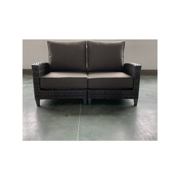 Barbados 2-PC Two-Tone Dark Gray/Light Gray Wicker Loveseat in Charcoal Cushion