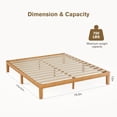 thumbnail image 3 of TINKLE WELL Solid Wood Bed Frame, King Size Bed Base with Wood Slat Support, No Box Spring Needed, 12" Height Noise-Free Natural Pine Frame, Easy Assembly, 3 of 7