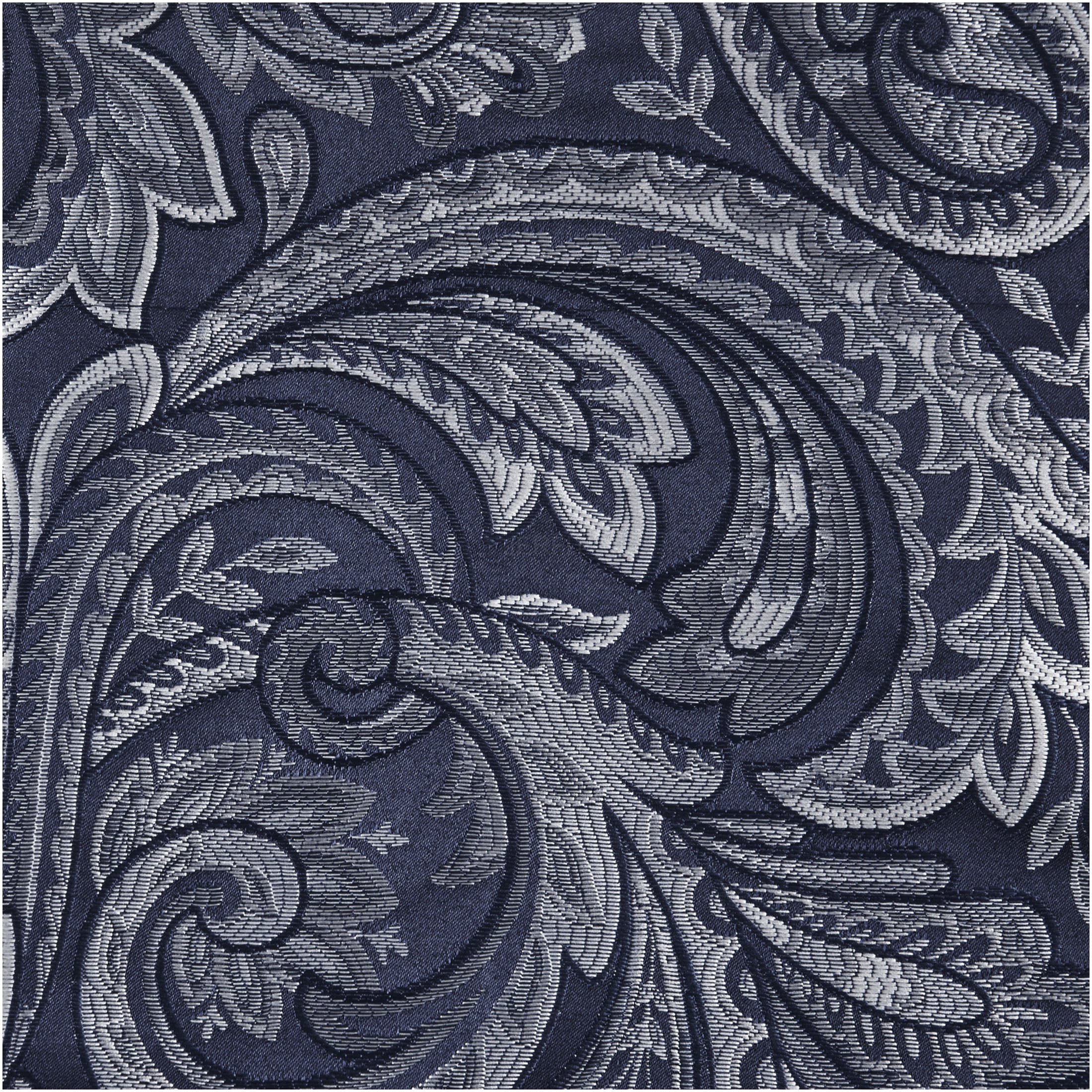 JERFIT Navy Blue Jacquard Valance with Beaded Trim, 50x18 Inch Paisley Window Curtain Valance for Rod Pocket, OEKO-TEX Certified Polyester