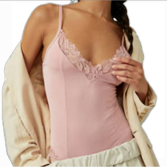 Free People Wild Bunch Bodysuit - Medium - Silver Pink