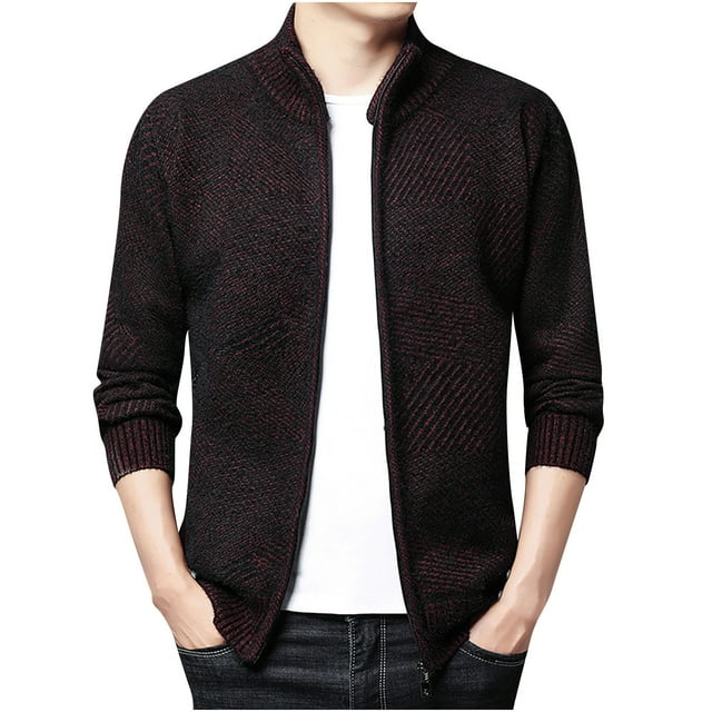 WREESH Cardigan Tricoté à Fermeture Éclair Automne et Hiver pour Hommes Veste Décontractée Confortable