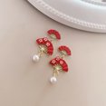 thumbnail image 1 of Pendientes de estilo chino con forma de abanico irregular rojo, diseño único, pendientes de novia, pendientes de hada para cheongsam, accesorio versátil, 1 of 6