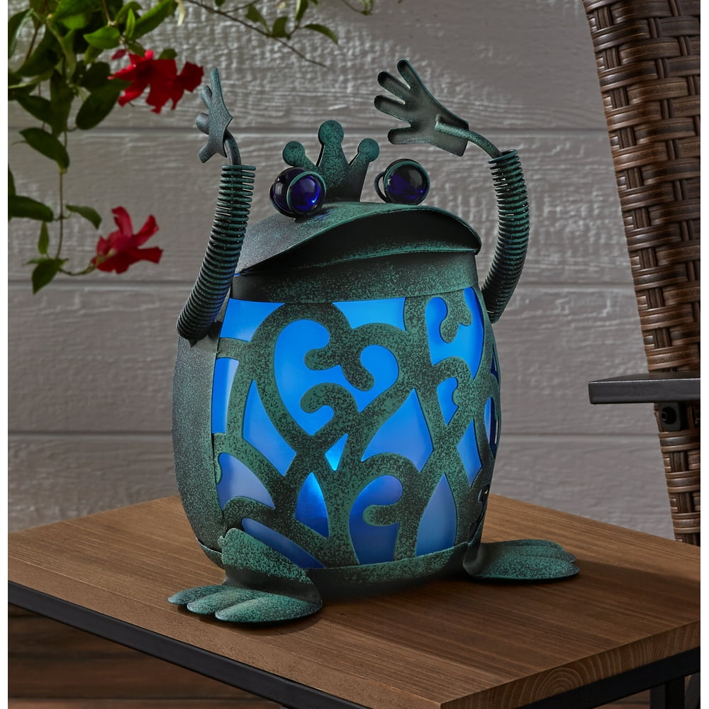 Better Homes & Gardens Solar Powered Light up Metal Decor Frog