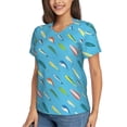 thumbnail image 2 of Zufioo Different Color Fishing Bait Print Women's Classic V-neck T-shirt, V-neck Short-sleeved Tops Home Wear, Suitable for Daily Life, Work, Outdoors-X-Large, 2 of 7
