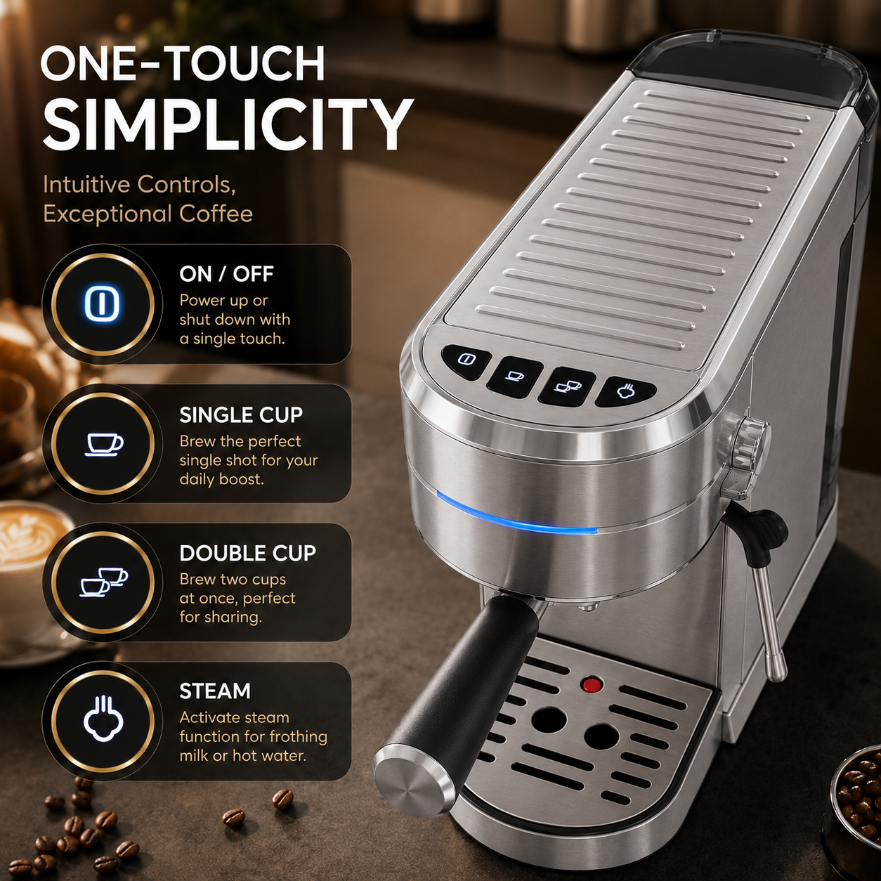 Nicwin 15-Bar Espresso Machine With Milk Frother & Steam Wand photo 4