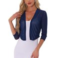 thumbnail image 1 of INSPIRE CHIC Cárdigan Bolero de Malla Transparente para Mujeres con Manga 3/4 Ligero y Elegante en Color Cortado Talla S Azul Oscuro, 1 of 6