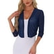 thumbnail image 1 of Inspire Chic Chaquetas de Malla Transparentes para Mujeres, Cardigans Cortos Elegantes de Manga 3/4, Ligero, Azul Oscuro S, 1 of 6