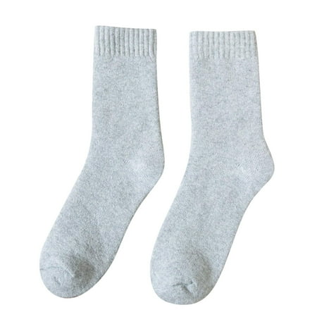 

Qxutpo Socks for Women Fall Winter Plus Velvet Padded Warm Towel Solid Color Long Socks
