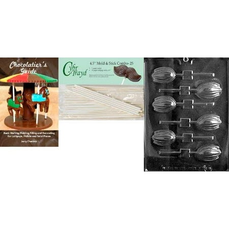 

Cybrtrayd Tulip Pop Fruits and Vegetables Chocolate Candy Mold with 25 4.5-Inch Lollipop Sticks and Chocolatier s Guide