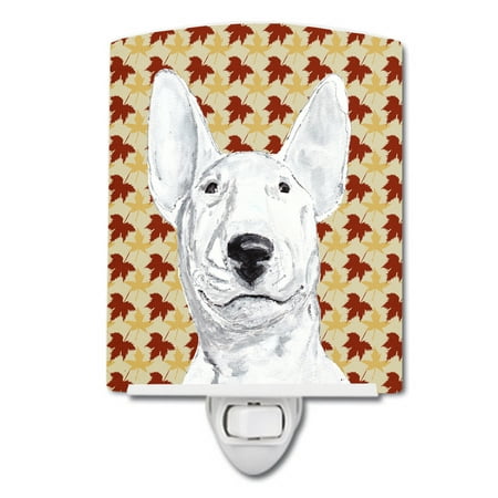 

Caroline s Treasures SC9548CNL Bull Terrier Fall Leaves Ceramic Night Light 6x4x3 multicolor