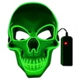 thumbnail image 1 of Face Shield Halloween LED Luminous Full Face Guard Horror Skeleton Head Cosplay Party Prop, Fluorescent Green, 1 of 6
