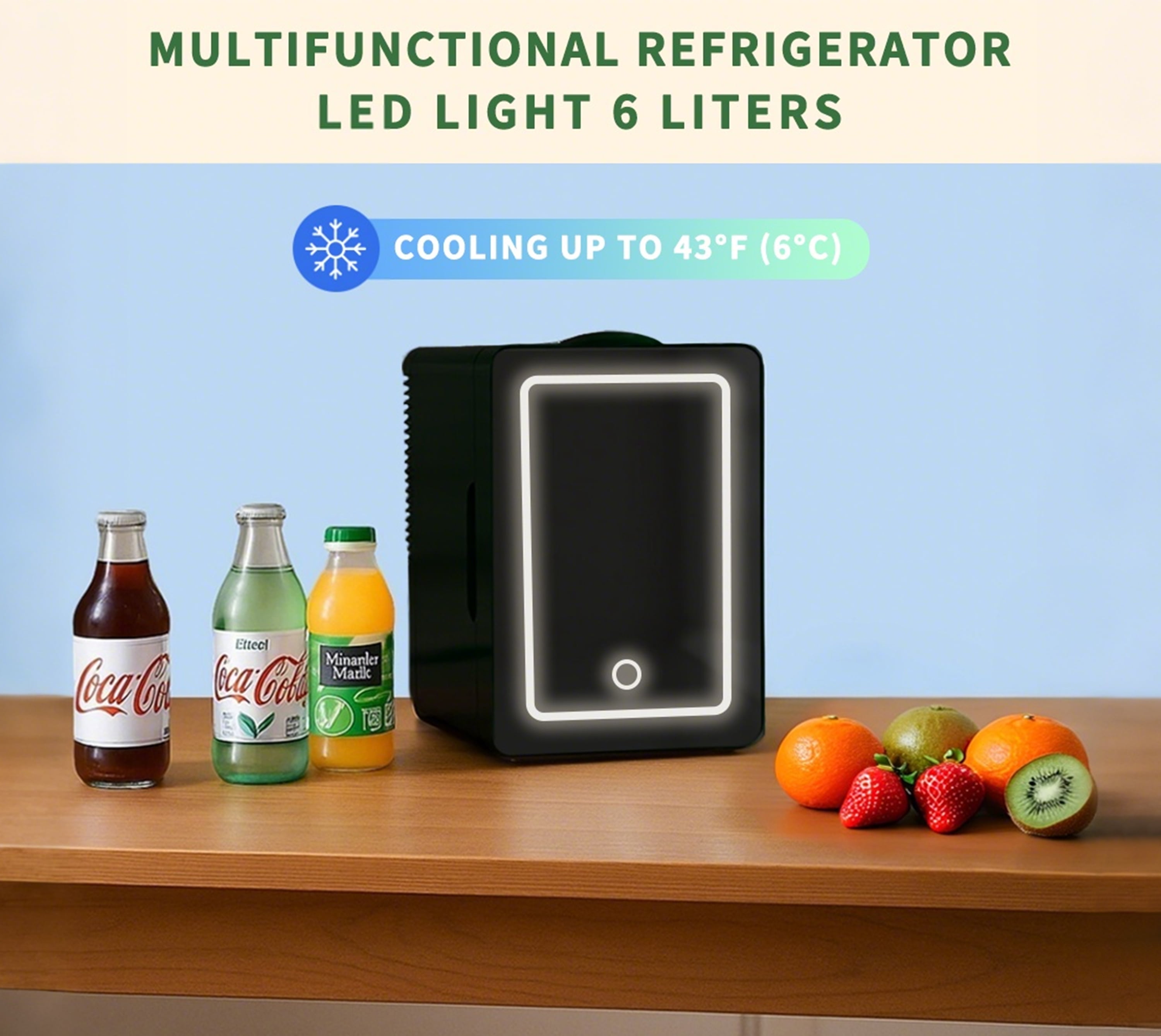 iTOMA Mini Fridge, 6Liter/8 Cans Portable Cooler Personal Refrigerator for Skin Care, Cosmetics, Beverage, Food,100% Freon-Free Eco Friendly for Bedroom, Office, Dorm