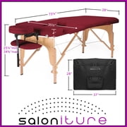 Saloniture Professional Portable Folding Massage Table with Carrying Case - Burgundy