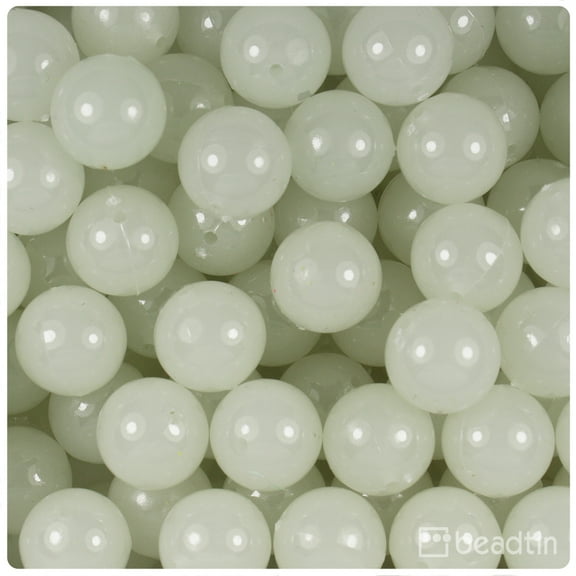 BeadTin Night Glow-in-the-Dark 14mm Round Plastic Beads (36pcs)