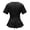 Black, variant on Crisscross Tie-Back Crew Neck T-Shirt Women's Short Sleeve Solid Comfy Fit Top Adjustable Waist Casual Summer Tee Ideal for Outer Wear Layering