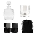 thumbnail image 1 of Set de bar Storyland con licorera vaso de cristal 4 enfriadores de piedra bolsa de terciopelo estuche de madera, 1 of 3