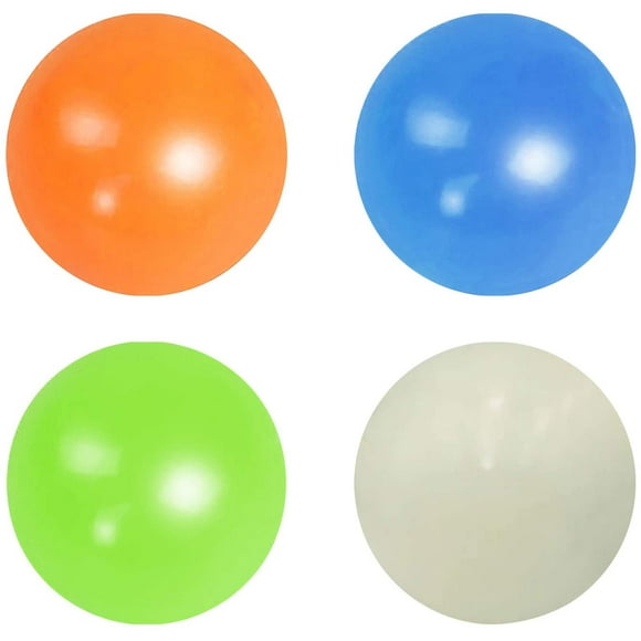 Glow in The Dark Sticky Globbles Balls, Glowing Stress Relief Ball, Sick to The Wall & Slowly Fall Off, Squishy Toys for Kids and Adults, Fun Toy for ADHD, OCD, ACD, Anxiety (70mm, 4 Pack)
