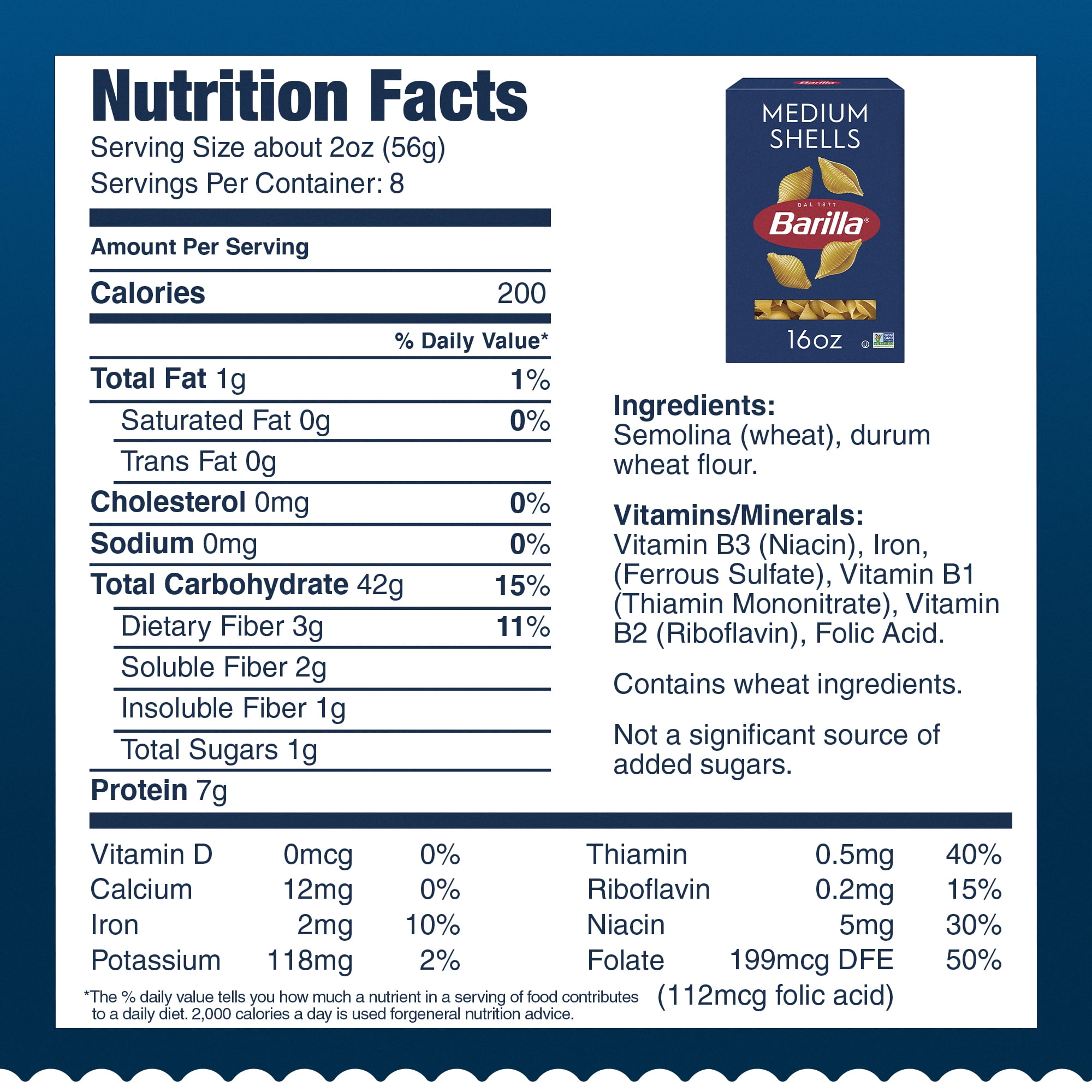 Barilla Classic Non-GMO, Kosher Certified Medium Shells Pasta, 16 oz