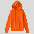 thumbnail image 4 of Jinhomg Cotton Knit Hoodies for Women Dressy Casual Solid Drawstring Hooded Sweatshirt Fall Winter Soft Comfy Long Sleeve Pullover Hoodie Orange L, 4 of 5