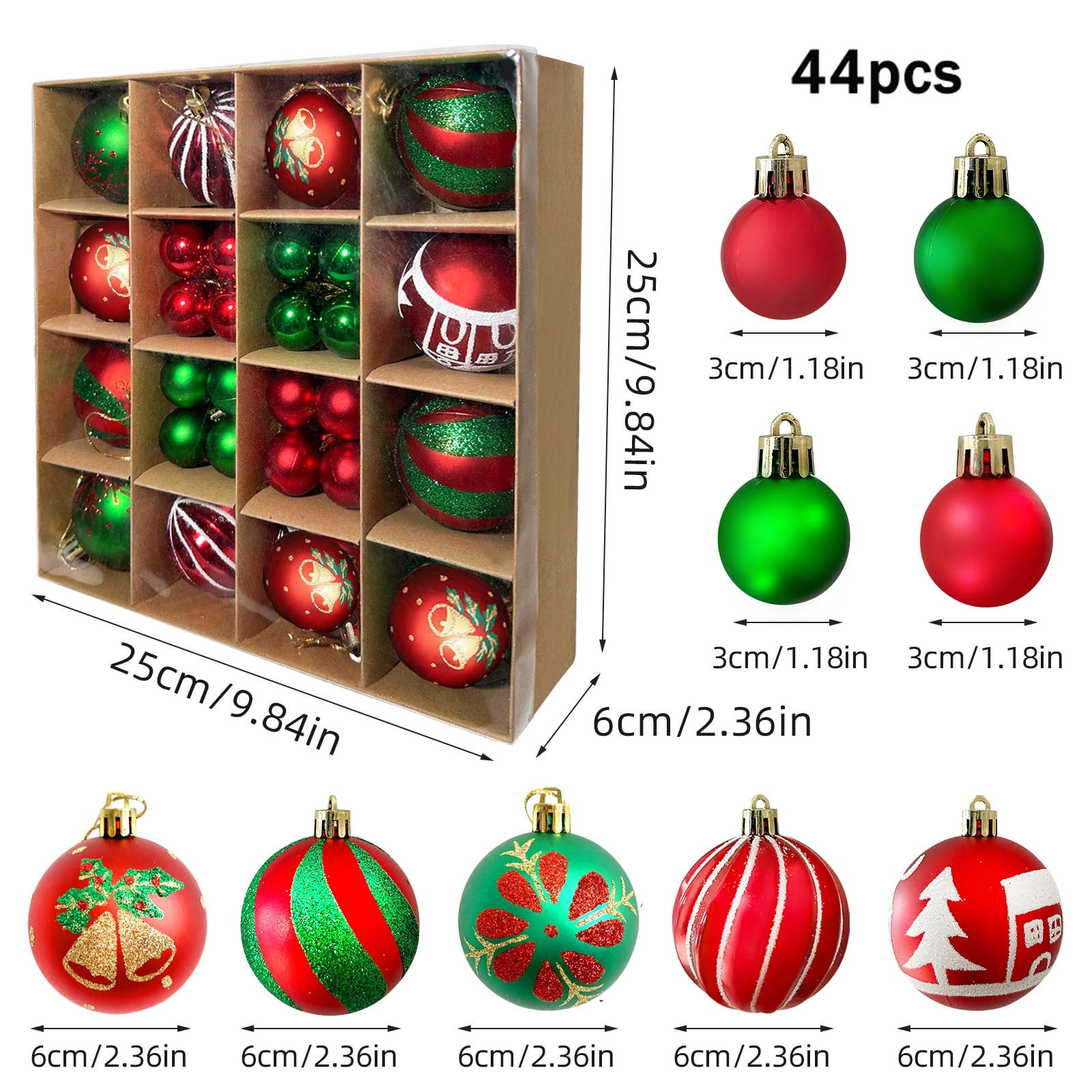 Christmas Ball Ornament Set, 44 Pieces Christmas Tree Ornaments For Christmas Tree Decoration Multicolor Shatterproof Christmas Balls For Holiday Party Wreath Garland Home Interior Decoration Gifts