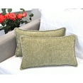thumbnail image 3 of Oveesha 12” x 20” Modern Farmhouse Olive Green Chenille Pillow Cover, Stitched Edge (2 Count), 3 of 11