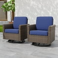 thumbnail image 4 of INTER HUT 2PCS Outdoor Patio Wicker Swivel Rocking Chairs with Cushions, Rattan Swivel Conversation Furniture for Porch, Backyard, Deck, Poolside, Garden, Blue, 4 of 8
