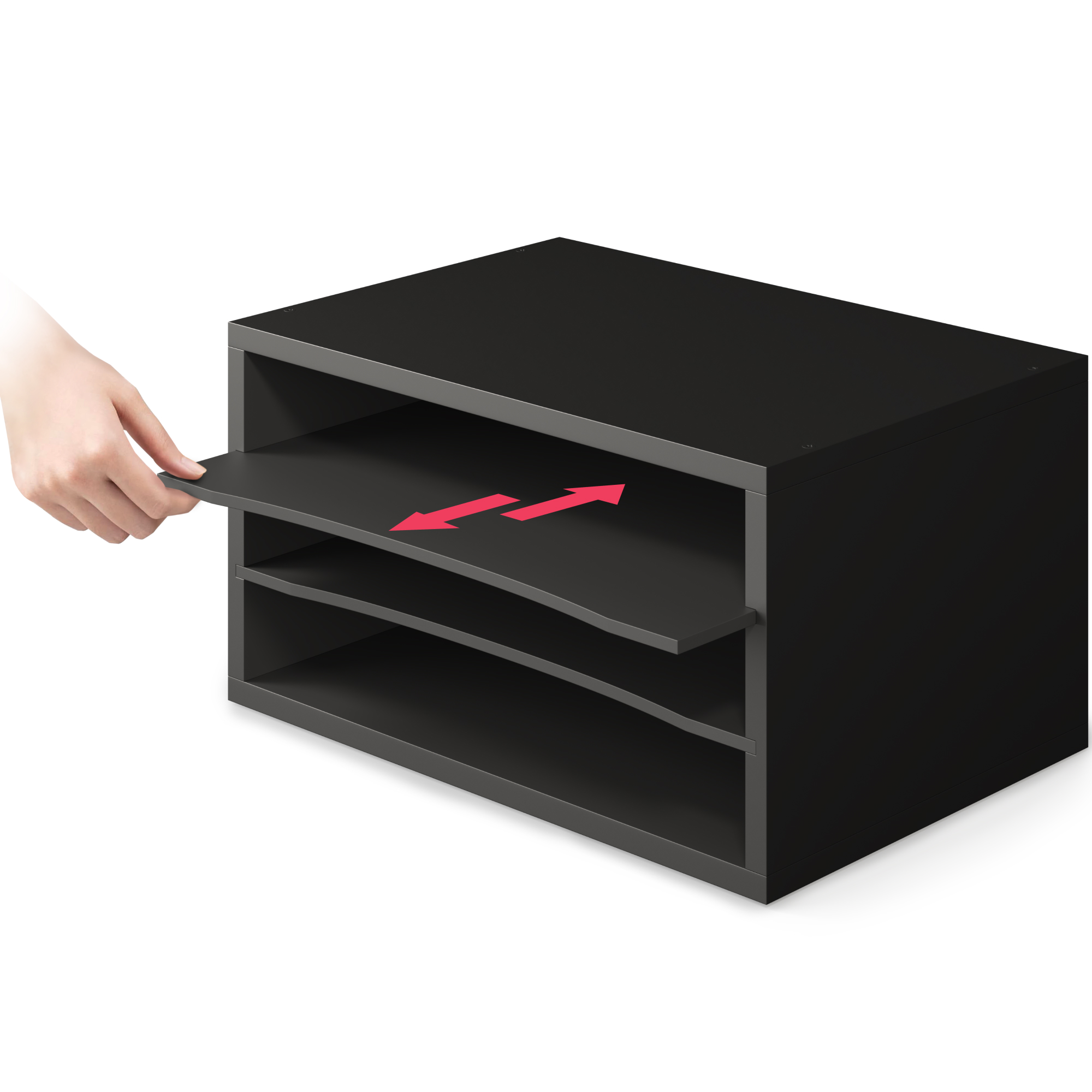 Ballucci 3-Tier Adjustable Desk Organizer Paper Sorter, Office Document Letter Tray, Black