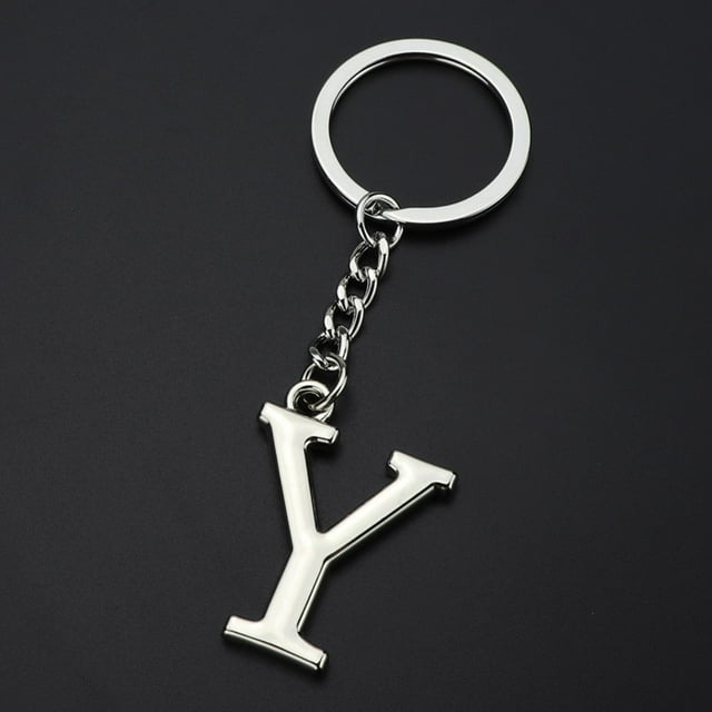 Keychain Initial Letter Key Chain Silver for Men Women Personalized Alphabet Monogram Keychain for Car Keys, Y