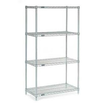 Nexelate Wire Shelving Starter Unit, Silver Epoxy, 24"W X 18"D X 54"H
