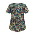 thumbnail image 7 of Xixinqiwan Today Women Summer Shirts,Women's Summer Boho Floral Shirt Ruffle Crew Neck Tops Short Sleeve 2025 Casual Blouses Multicolor L, 7 of 7