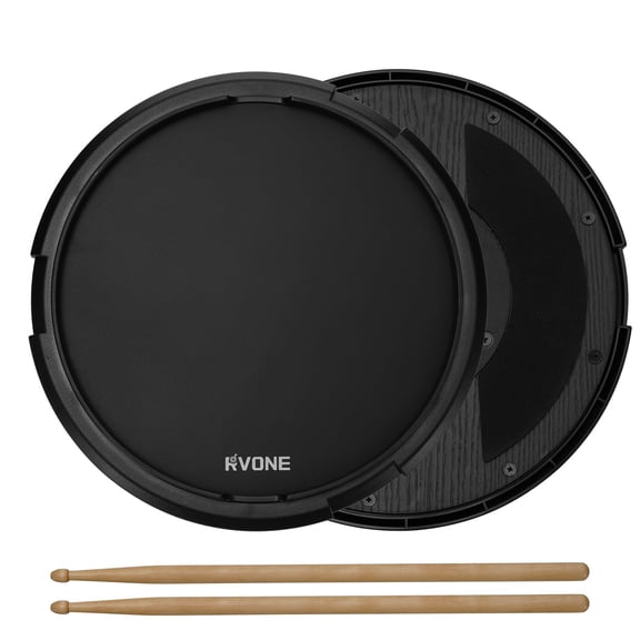 RVONE 12 Inch Practice Drum Pad, 800 Steel Beads for Snare Feel, Black