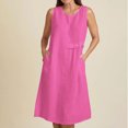 thumbnail image 2 of Vestido de Verano para las Mujeres Playa, Moda Vacaciones Color Sólido sin Mangas Hueco Fuera de la Fiesta Midi para Casual, 2 of 9