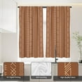 thumbnail image 2 of Boho Kitchen Curtains Brown and White Geometric Modern Farmhouse Abstract Small Short 27.5" W x 39" L Window Treatment Tiers for Bedroom Living Room Bathroom 2 Panels Rod Pocket Drapes, 2 of 6
