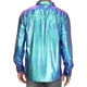 thumbnail image 3 of pstuiky camisas de manga larga para hombre, Camisas de manga larga para hombre, informales, de satén brillante, con cuello de solapa y botones Tops de talla grande para hombre l, 3 of 4