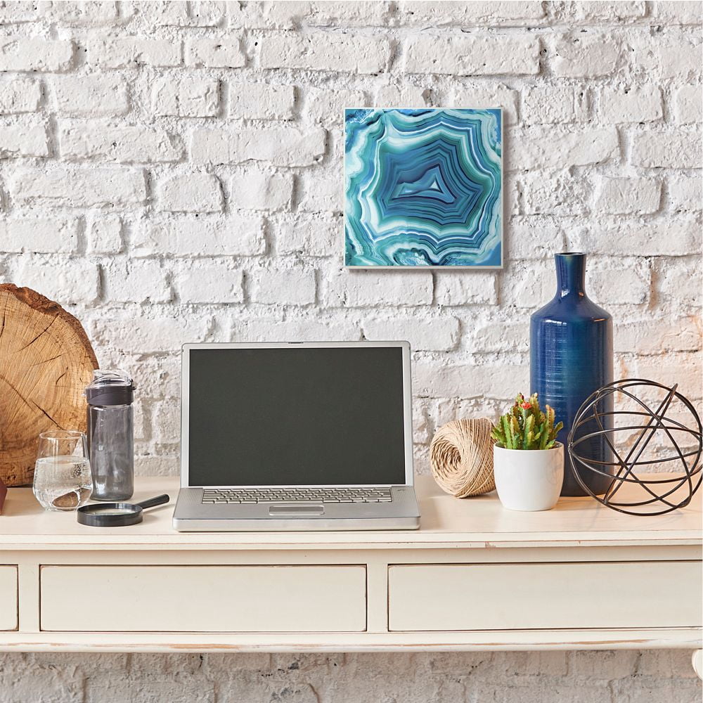 Stupell Industries Agate Crystal Pattern Blue Abstract Design Wall Plaque by Danielle Carson