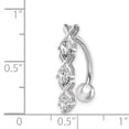 thumbnail image 2 of 10k White Gold Cubic Zirconia Cz Belly Button Rings Screw Navel Bars Body Piercing Naval, 2 of 6