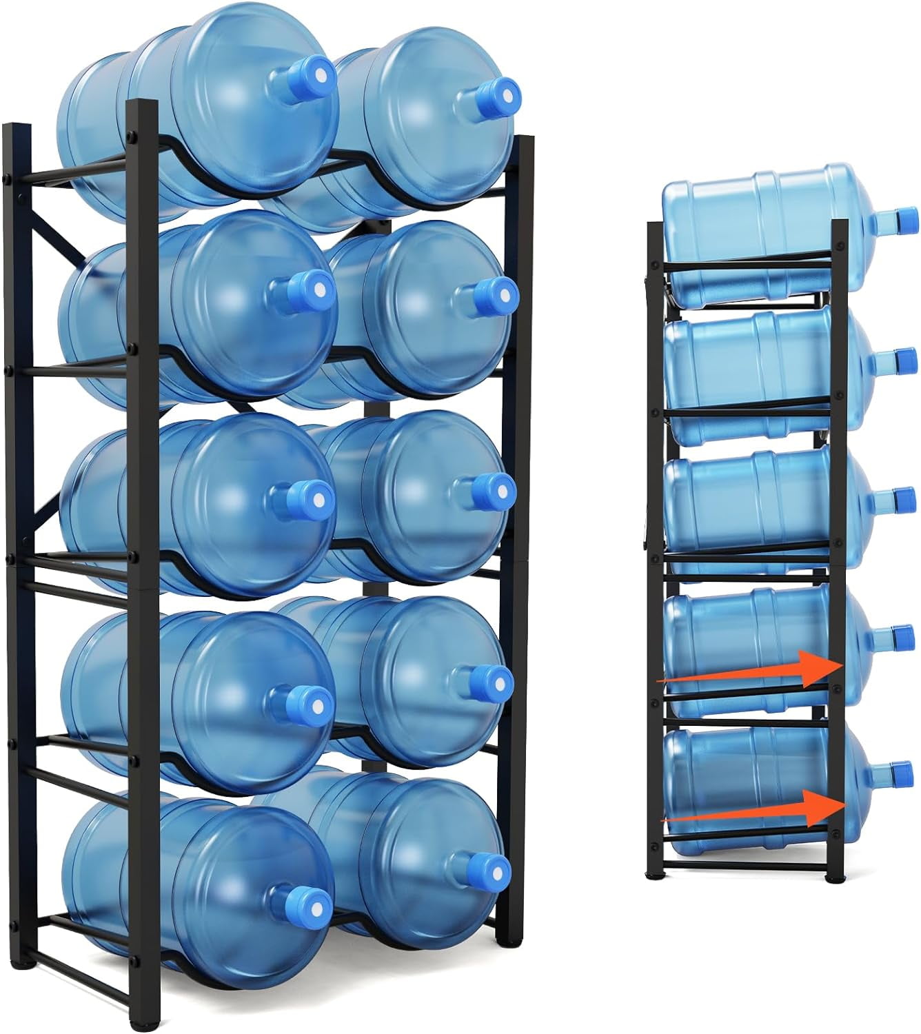 5 Gallon Water Jug Holder, 5 Tier Water Bottle Organizer for 10 Bottles, Water Bottle Storage Rack for Home Kitchen, Office