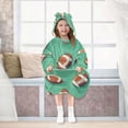 thumbnail image 7 of FORMRS Wearable Blanket Hoodie with Sleeves for Kids Cozy Flannel Sweatshirt, Green American Footballs, 7 of 7