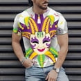 thumbnail image 5 of DDAPJ pyju Mens Mardi Gras T-shirt Mask Print Short Sleeve Crew Neck Tee Shirts Tuesday Carnival Party Graphic Tees Summer Holiday Tops Big and Tall Hipster Streetwear X-White M, 5 of 7