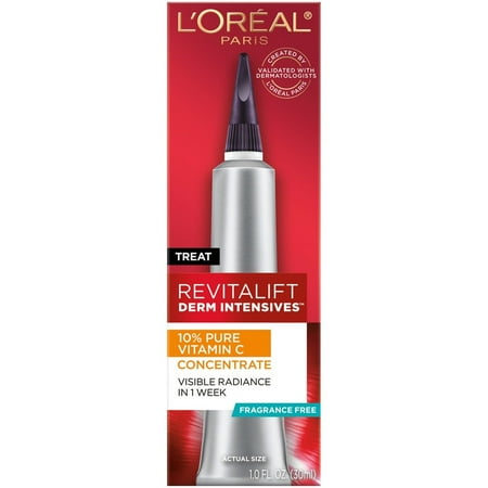 L’Oreal Paris, Revitalift Derm Intensives Pure Vitamin C Serum for Radiant and Brighter Skin, Even Skin Tone and Visibly Reduced Wrinkles, Paraben Free, Non