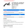 thumbnail image 2 of Lower Radiator Hose - Compatible with 2010 - 2022 Mercedes-Benz Sprinter 2500 3.0L V6 Diesel 2011 2012 2013 2014 2015 2016 2017 2018 2019 2020 2021, 2 of 2