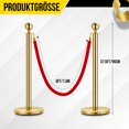 thumbnail image 5 of Towallmark Gold Stanchion Posts with Red Suede Rope – Luxury Crowd Control Barriers for VIP Events, Museums, Hotels & Red Carpet Entrances  – 2-Pack | 1 Soft Rope, 5 of 5