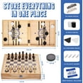 thumbnail image 3 of 3-in-1 Chess, Checkers, and Fast Sling Puck Game with Wooden Board and Carry Case - Large Size 24x12in - Board Games by Zenagame, 3 of 6