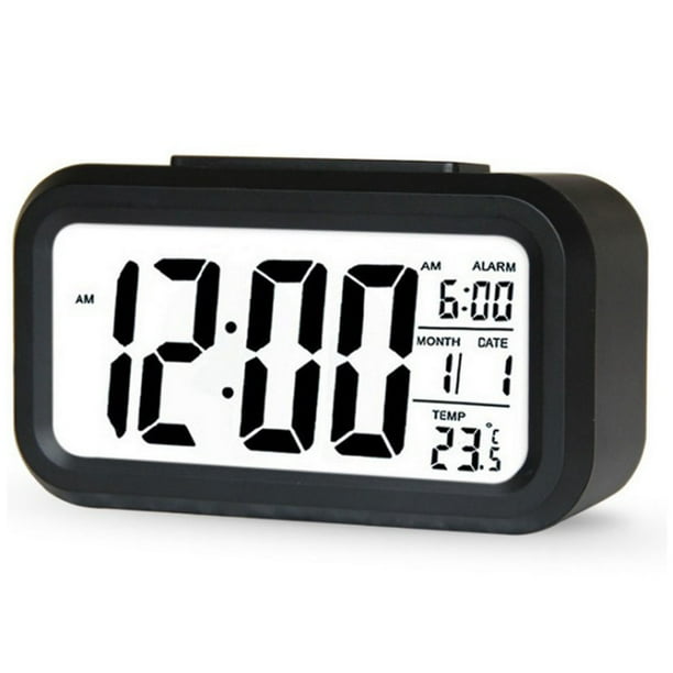 Reloj despertador electrónico recargable luminoso inteligente LED reloj despertador digital estudiantes niños regalos innovadores batería negra