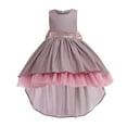 thumbnail image 2 of Herrnalise Toddler Girls Color Net Yarn Shiny Bowknot Birthday Party Gown Kids Floor-length Princess Dresses clearance under $10, 2 of 5