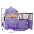 thumbnail image 3 of Back to school Saving!Fnyoxu Backpack Large Capacity Backpack Four Piece Canvas Backpack Set Large Capacity Canvas Backpack Outdoor Travel Backpack(Purple), 3 of 6