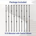 thumbnail image 3 of 10 Pack Iron Balusters Hollow Double Knuckle Stair Spindles Hollow Single Knuckle Iron Spindles 1/2" Square Metal Balusters with 20 Swivel Shoes, 3 of 11