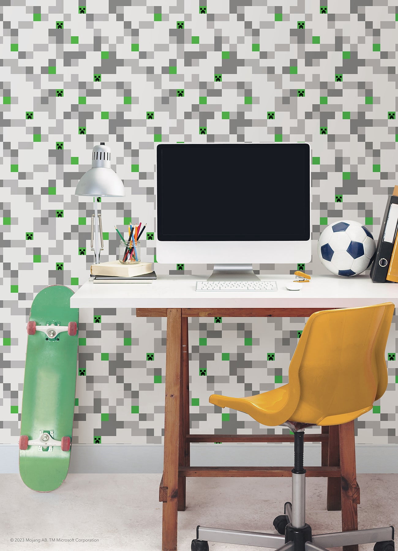 Minecraft Grey Pixel Creeper Peel & Stick Wallpaper, 1 roll
