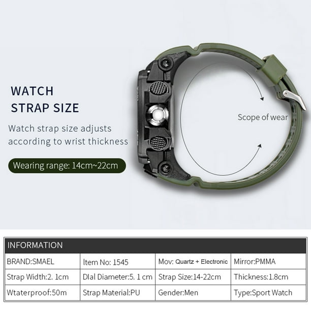 SMAEL 1545 Reloj de pulsera deportivo de moda para hombre Reloj electronico digital de cuarzo m Irfora Mirar Walmart en linea